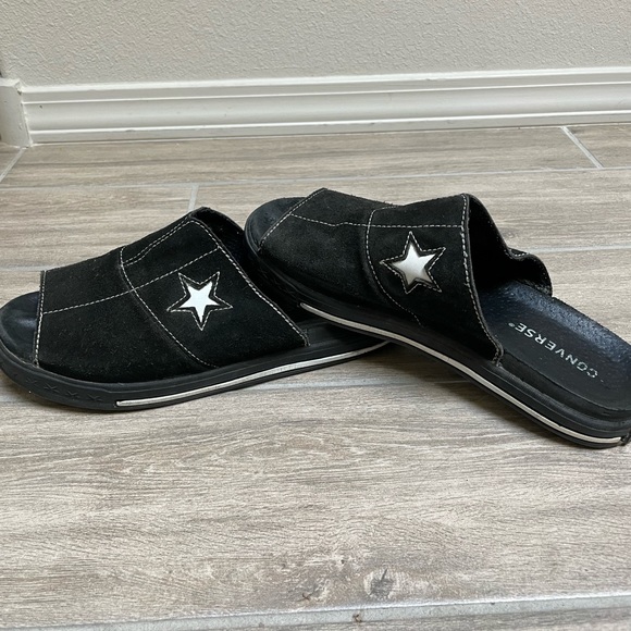 RARE Converse All Star Leather Sandals Sides Black Suede One Star Vintage - Picture 4 of 9